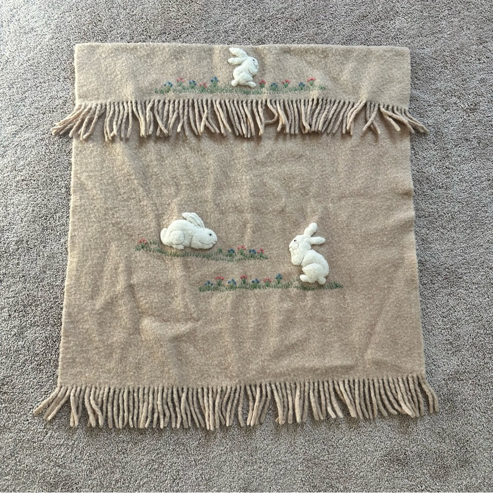 Vintage Beautiful Hand Wool Embroidered Wall Hanging Tapestry Textile 32” X 34”